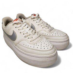 Nike Tennis Shoes Women's Court Vision Alta Phantom Platform Silver Swoosh 9